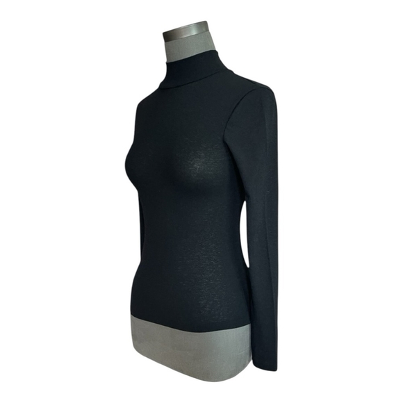 NWT Women’s Topshop Mock Neck Top Black Sheer Long Sleeve Tee Lined Blouse Top - Picture 3 of 7